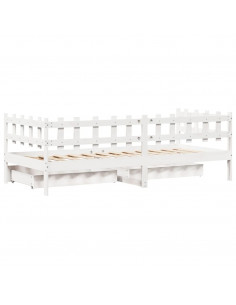 Dormeuse con Cassetti Bianco 90x190 cm Legno Massello di Pino 2