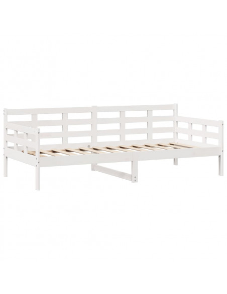 Dormeuse con Cassetti Bianco 90x190 cm Legno Massello di Pino