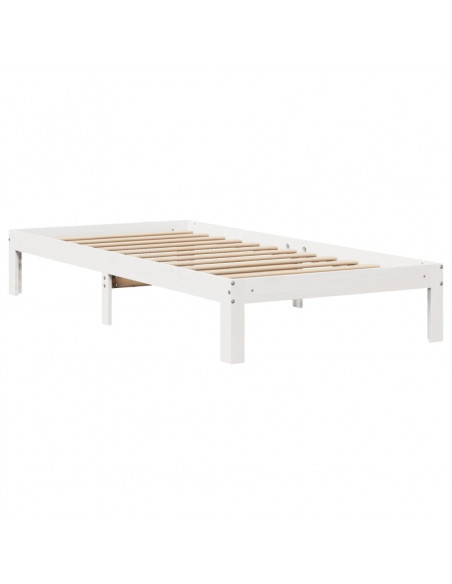 Giroletto con Cassetti Bianco 100x200 cm Legno Massello di Pino