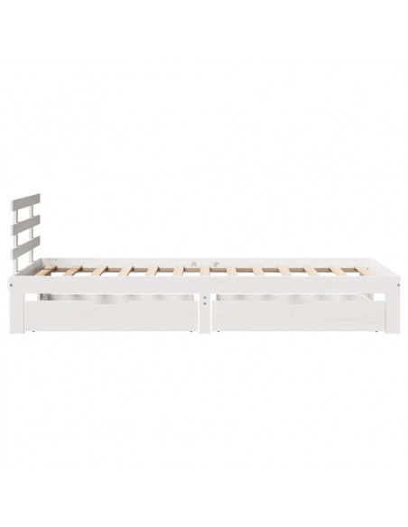 Giroletto con Cassetti Bianco 100x200 cm Legno Massello di Pino