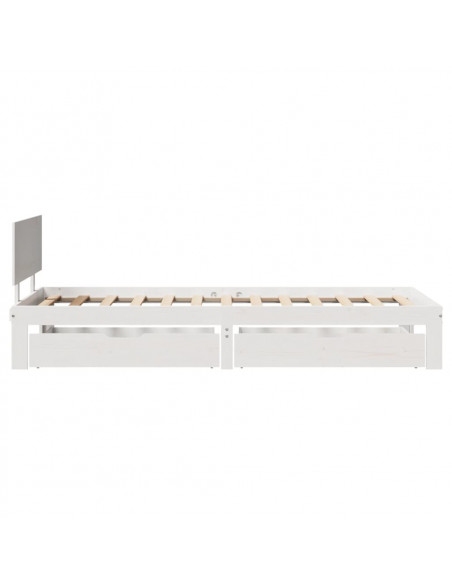 Giroletto con Cassetti Bianco 100x200 cm Legno Massello di Pino