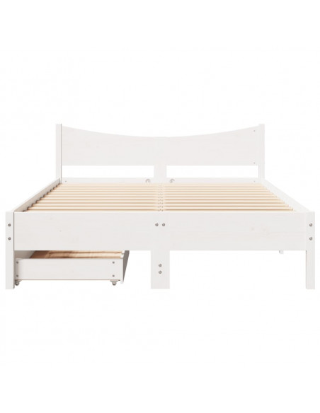 Giroletto con Cassetti Bianco 120x190 cm Legno Massello di Pino