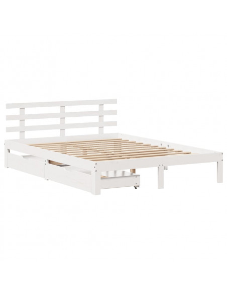 Giroletto con Cassetti Bianco 120x200 cm Legno Massello di Pino