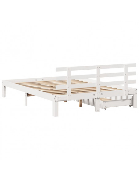 Giroletto con Cassetti Bianco 120x200 cm Legno Massello di Pino
