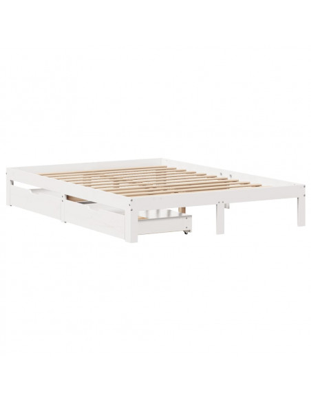 Giroletto con Cassetti Bianco 120x200 cm Legno Massello di Pino