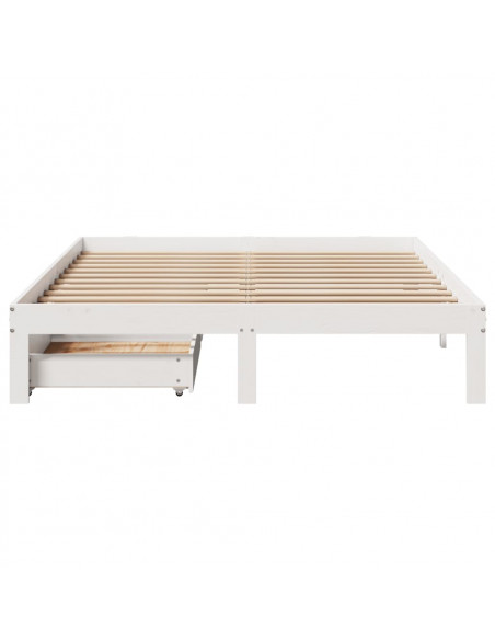 Giroletto con Cassetti Bianco 120x200 cm Legno Massello di Pino