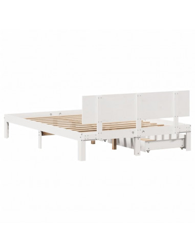 Giroletto con Cassetti Bianco 120x200 cm Legno Massello di Pino