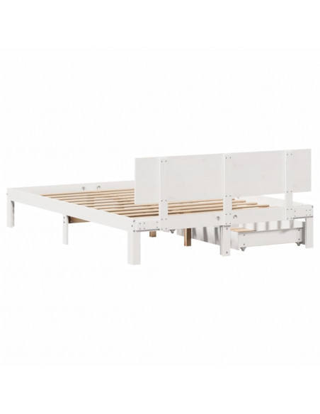 Giroletto con Cassetti Bianco 120x200 cm Legno Massello di Pino