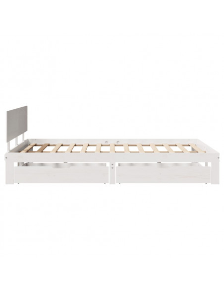 Giroletto con Cassetti Bianco 140x200 cm Legno Massello di Pino