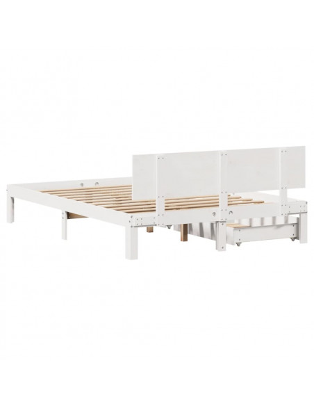 Giroletto con Cassetti Bianco 140x200 cm Legno Massello di Pino