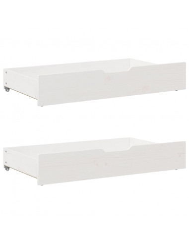 Giroletto con Cassetti Bianco 160x200 cm Legno Massello di Pino