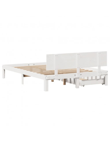 Giroletto con Cassetti Bianco 160x200 cm Legno Massello di Pino