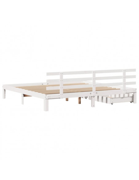 Giroletto con Cassetti Bianco 180x200 cm Legno Massello di Pino