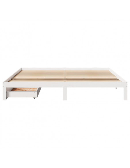 Giroletto con Cassetti Bianco 180x200 cm Legno Massello di Pino