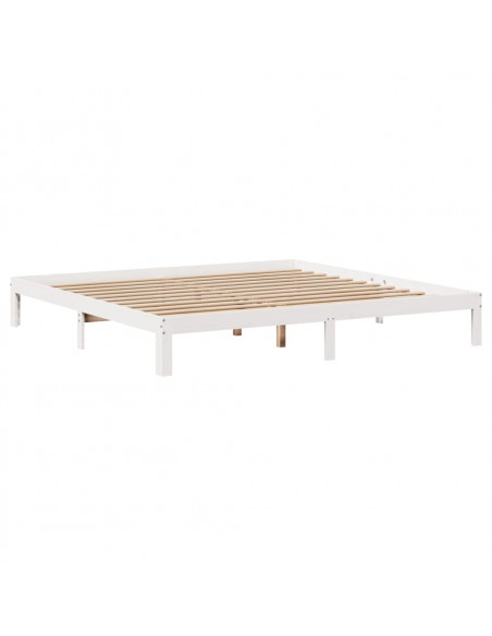 Giroletto con Cassetti Bianco 180x200 cm Legno Massello di Pino