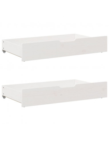 Giroletto con Cassetti Bianco 200x200 cm Legno Massello di Pino