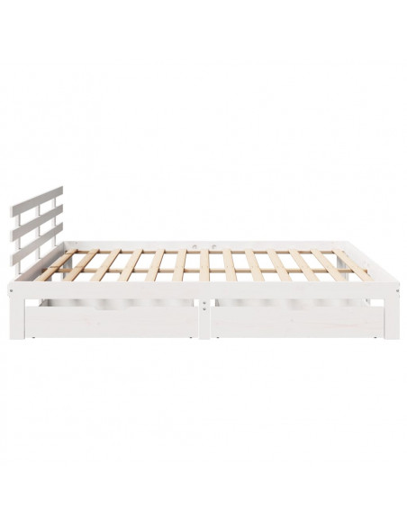 Giroletto con Cassetti Bianco 200x200 cm Legno Massello di Pino