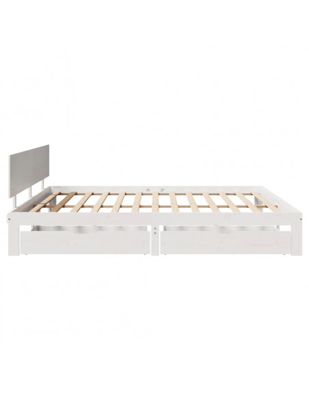Giroletto con Cassetti Bianco 200x200 cm Legno Massello di Pino