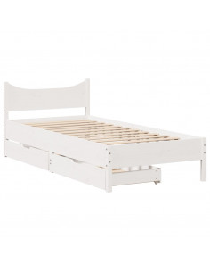 Giroletto con Cassetti Bianco 75x190 cm Legno Massello di Pino