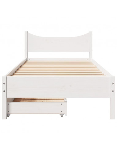 Giroletto con Cassetti Bianco 75x190 cm Legno Massello di Pino
