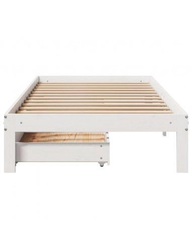 Giroletto con Cassetti Bianco 90x200 cm Legno Massello di Pino