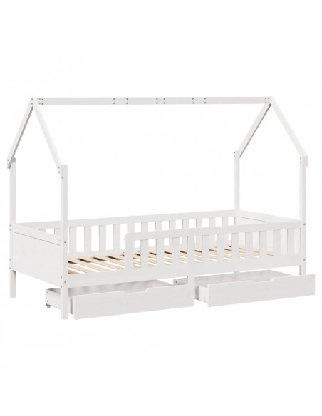 Giroletto per Bambini con Cassetti 90x190cm Legno Massello Pino