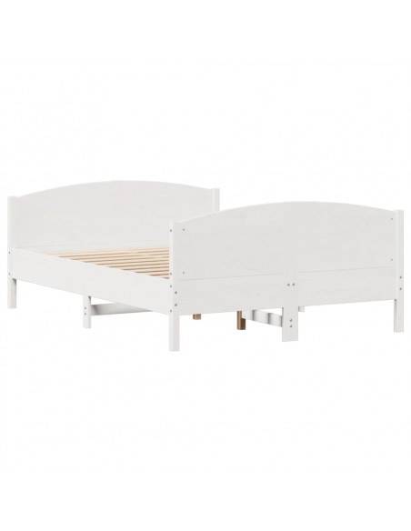 Letto senza Materasso Bianco 120x190 cm Legno Massello di Pino