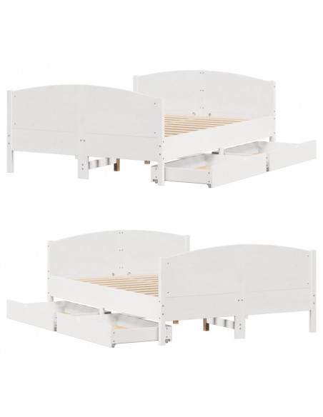Letto senza Materasso Bianco 120x190 cm Legno Massello di Pino