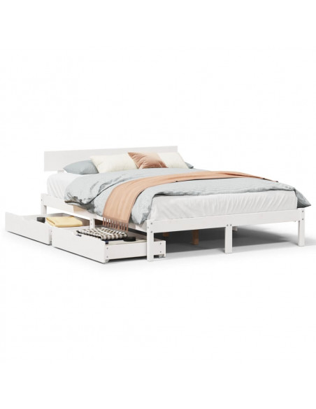 Letto senza Materasso Bianco 120x190 cm Legno Massello di Pino