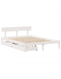 Letto senza Materasso Bianco 120x190 cm Legno Massello di Pino 2