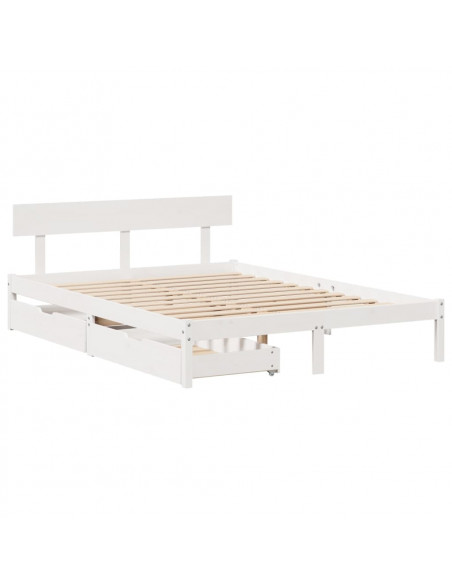 Letto senza Materasso Bianco 120x190 cm Legno Massello di Pino