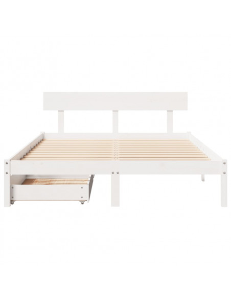 Letto senza Materasso Bianco 120x190 cm Legno Massello di Pino