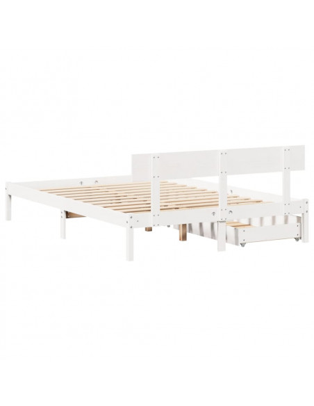 Letto senza Materasso Bianco 120x190 cm Legno Massello di Pino