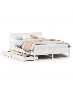 Letto senza Materasso Bianco 120x190 cm Legno Massello di Pino