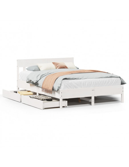 Letto senza Materasso Bianco 120x190 cm Legno Massello di Pino