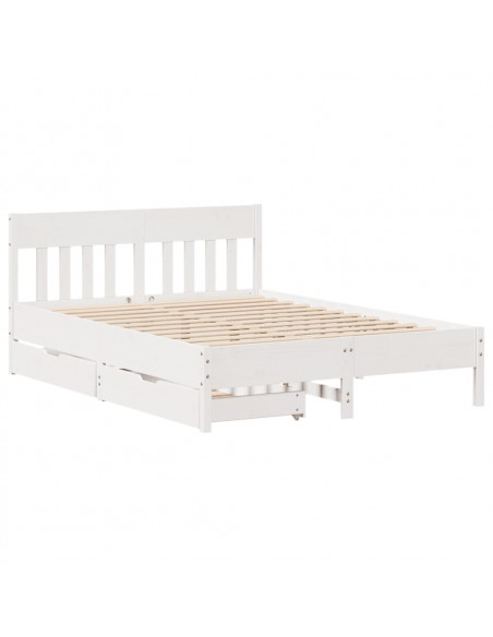 Letto senza Materasso Bianco 120x190 cm Legno Massello di Pino
