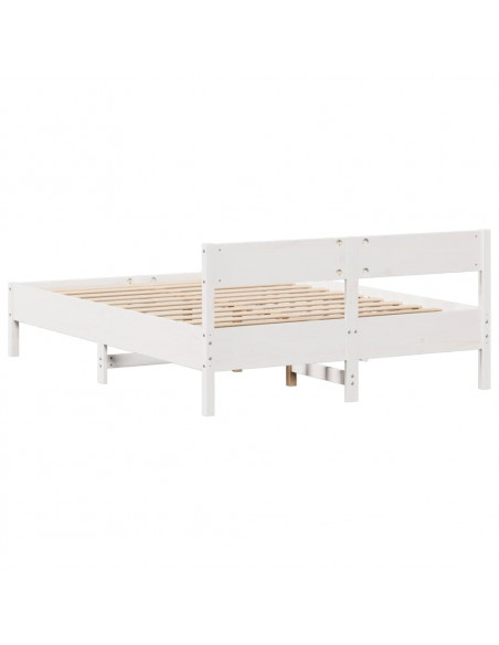Letto senza Materasso Bianco 120x190 cm Legno Massello di Pino