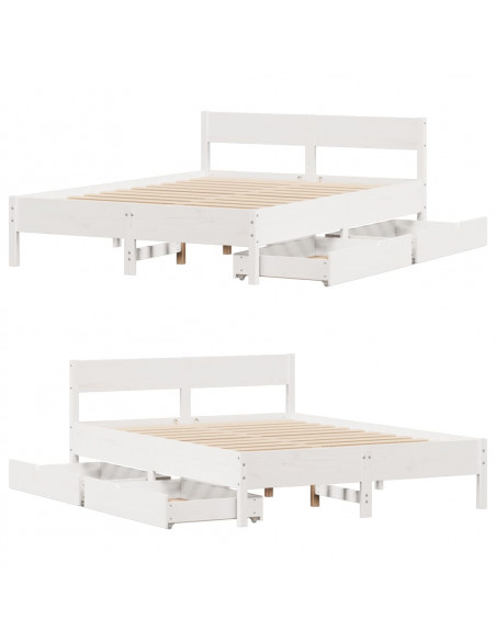 Letto senza Materasso Bianco 120x190 cm Legno Massello di Pino