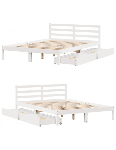 Letto senza Materasso Bianco 120x190 cm Legno Massello di Pino