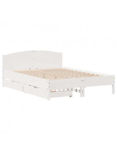 Letto senza Materasso Bianco 120x190 cm Legno Massello di Pino