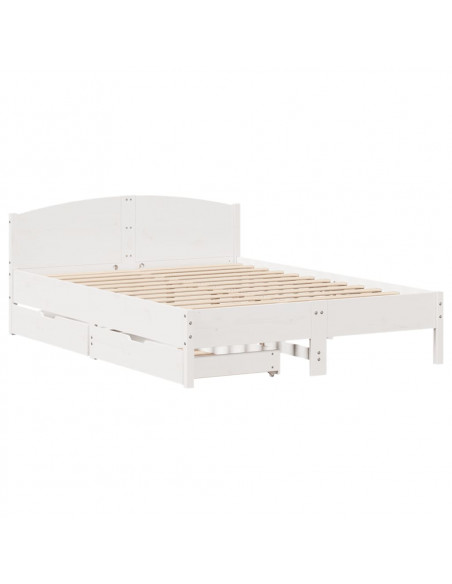 Letto senza Materasso Bianco 120x190 cm Legno Massello di Pino