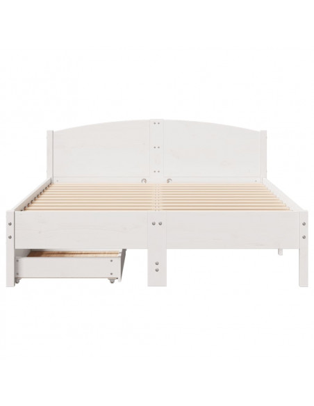 Letto senza Materasso Bianco 120x190 cm Legno Massello di Pino