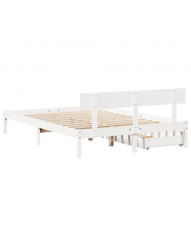 Letto senza Materasso Bianco 135x190 cm Legno Massello di Pino