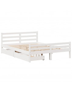 Letto senza Materasso Bianco 135x190 cm Legno Massello di Pino 2