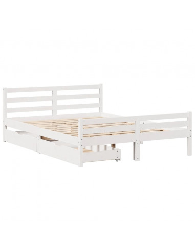 Letto senza Materasso Bianco 135x190 cm Legno Massello di Pino