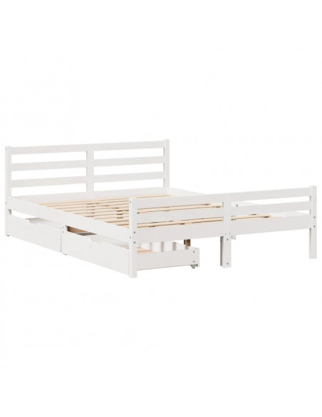 Letto senza Materasso Bianco 135x190 cm Legno Massello di Pino