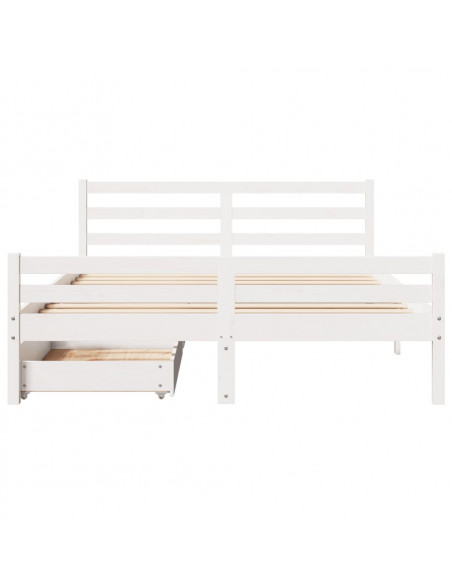 Letto senza Materasso Bianco 135x190 cm Legno Massello di Pino