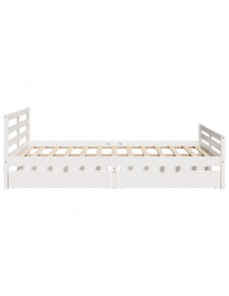 Letto senza Materasso Bianco 135x190 cm Legno Massello di Pino