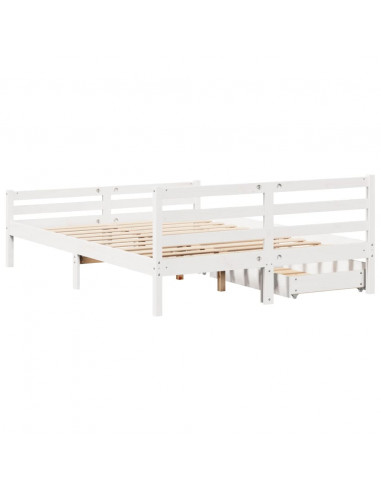 Letto senza Materasso Bianco 135x190 cm Legno Massello di Pino