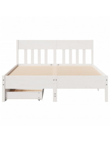 Letto senza Materasso Bianco 135x190 cm Legno Massello di Pino